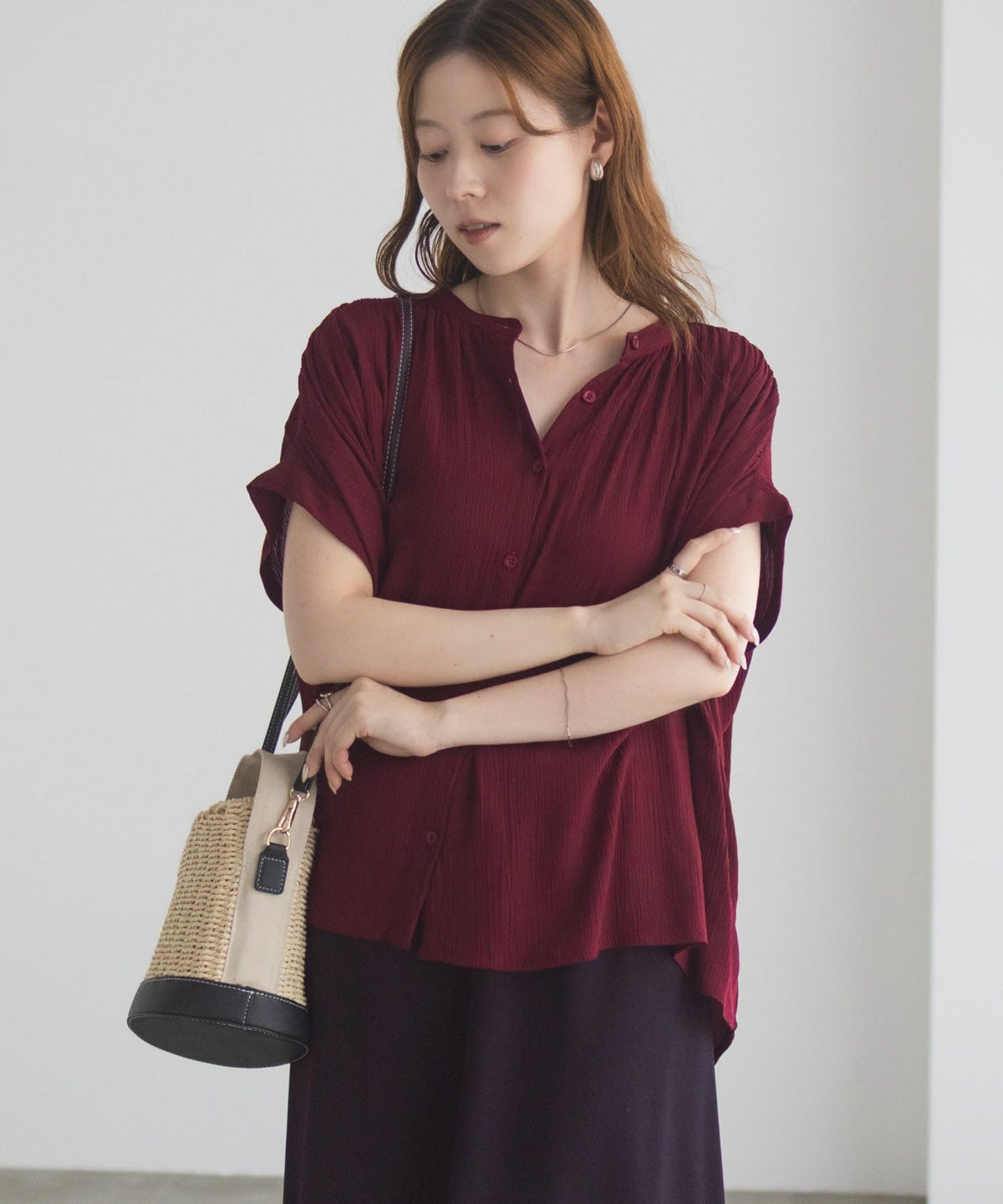 Howdy Marie インドファブリック ギャザーブラウス レディース