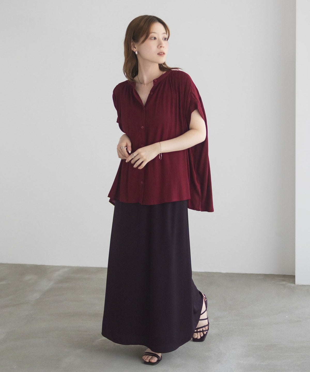 Howdy Marie インドファブリック ギャザーブラウス レディース