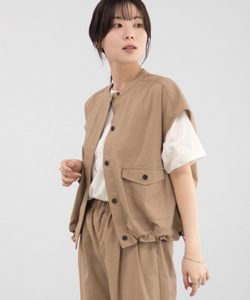 Idnes リネンライクノーカラージャケット レディース商品画像-5