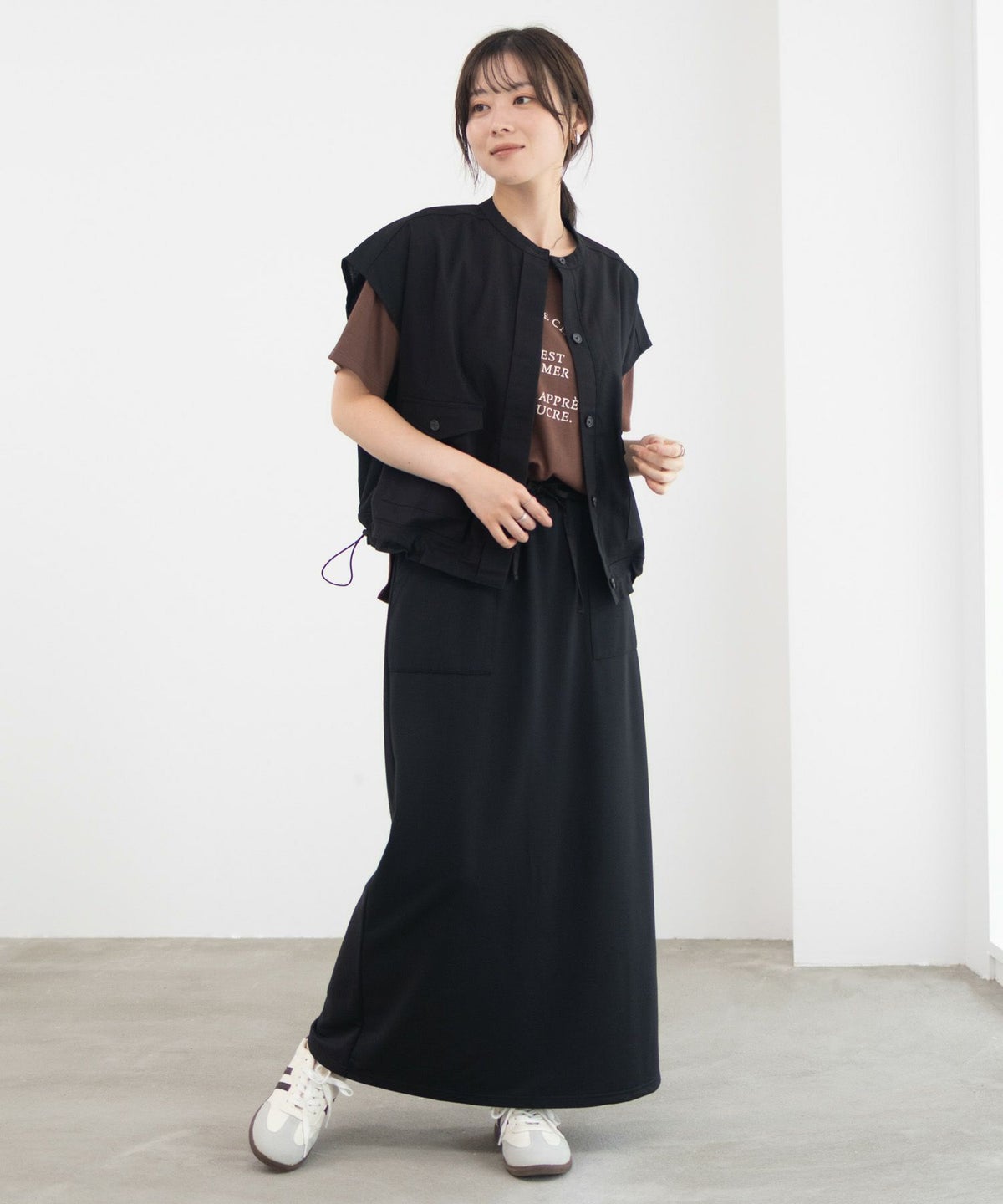 Idnes リネンライクノーカラージャケット レディース