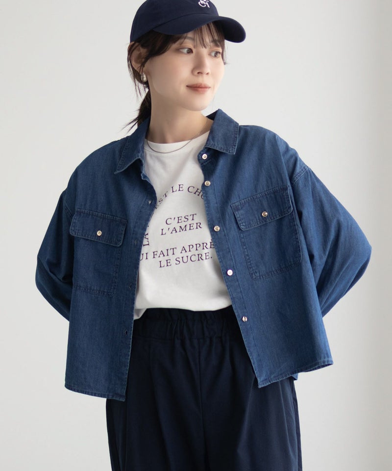 Idnes デニムコンパクトシャツ レディース商品画像-3