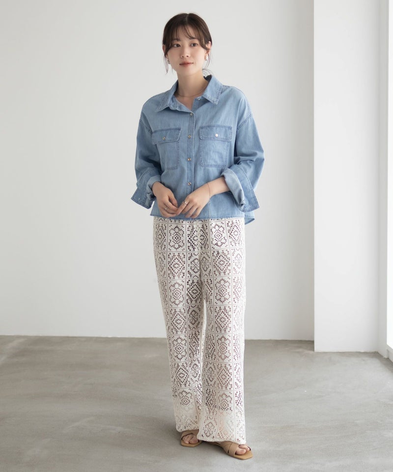 Idnes デニムコンパクトシャツ レディース商品画像-9