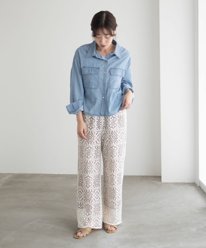 Idnes デニムコンパクトシャツ レディース商品画像-22