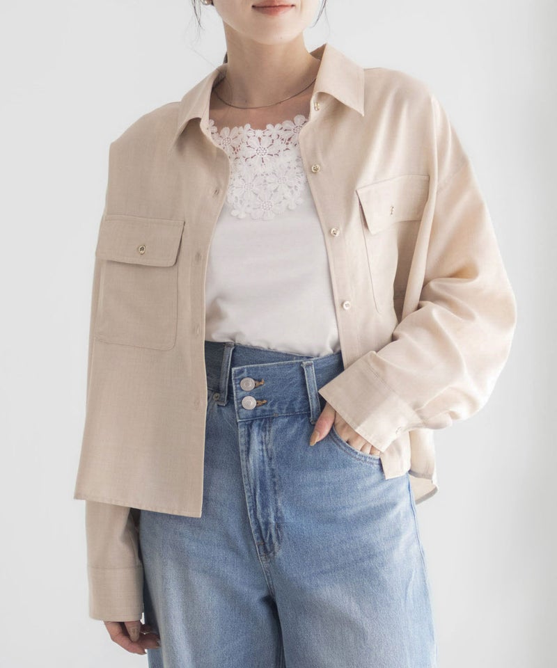 Idnes リネンライクコンパクトシャツ レディース商品画像-3