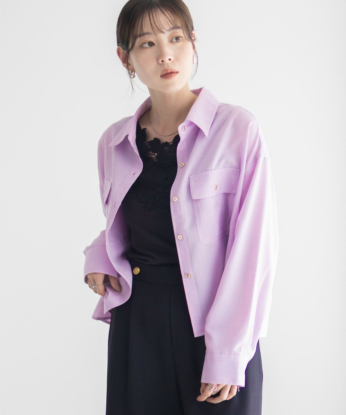 Idnes リネンライクコンパクトシャツ レディース