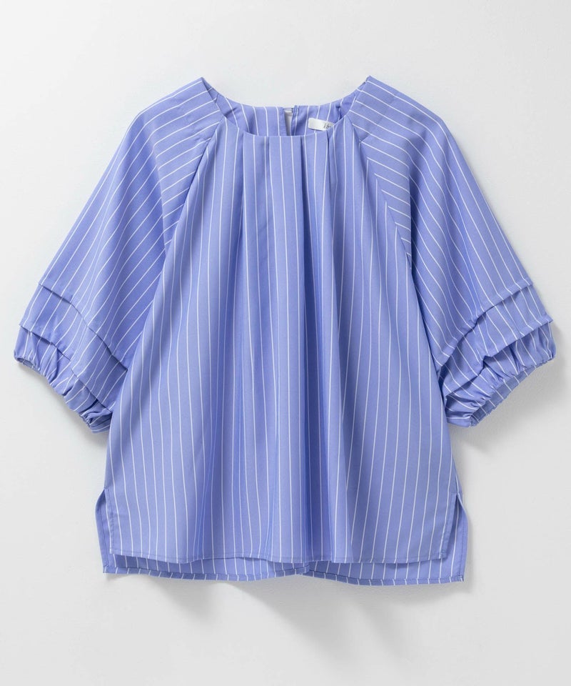 Idnes 袖タックストライプブラウス レディース商品画像-17
