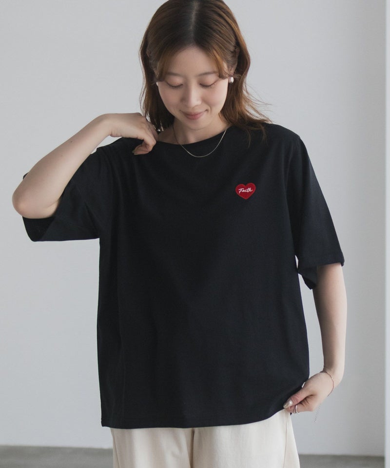 T-GRAPHICS ハート刺繍Tシャツ レディース メール便 対応商品商品画像-12