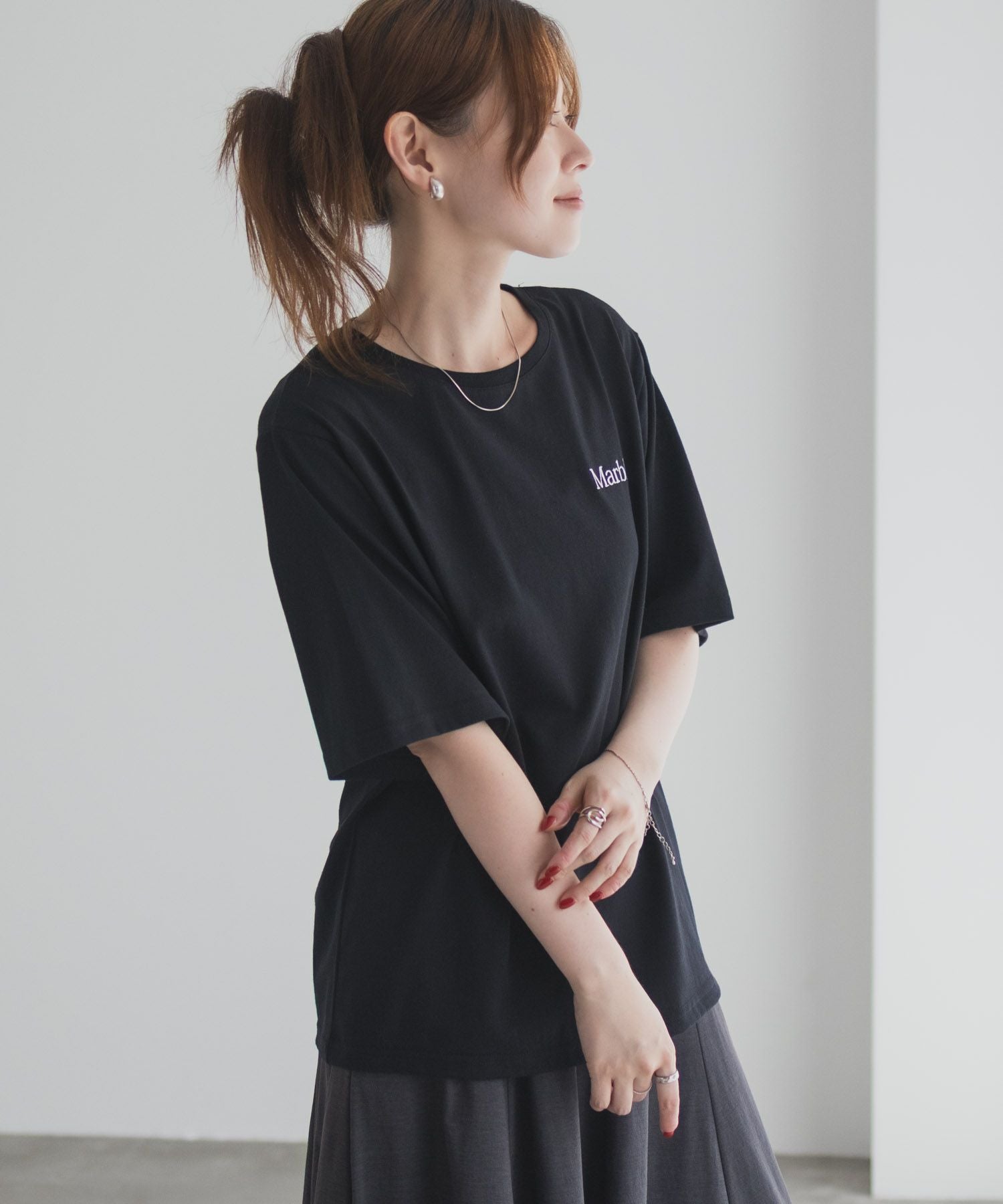 T-GRAPHICS フラワープリントTシャツ レディース