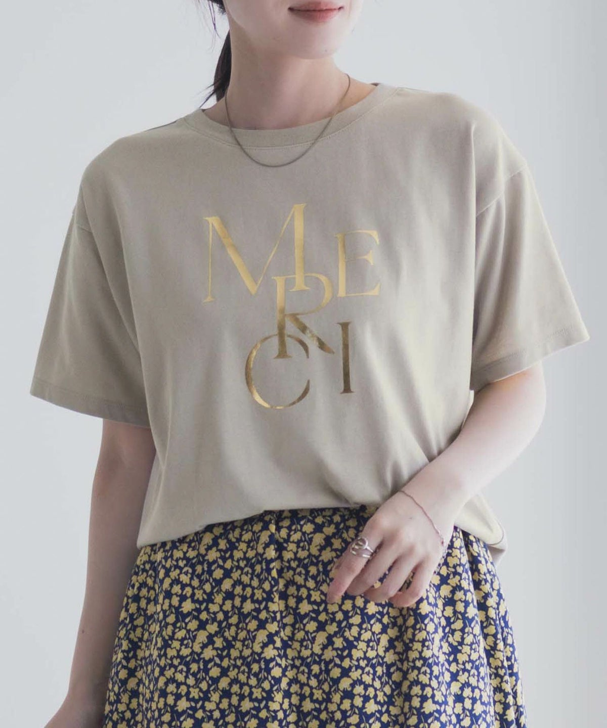 Idnes MERCI箔プリントTシャツ レディース ネコポス 対応商品