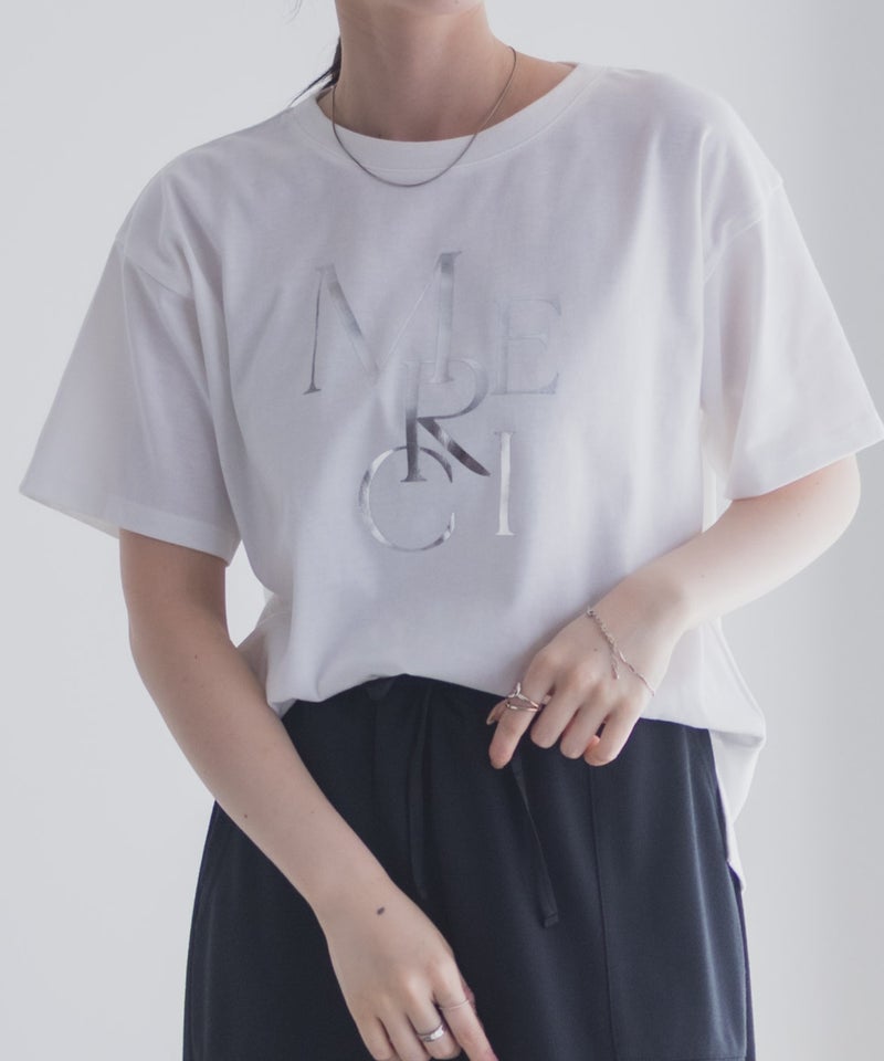 Idnes MERCI箔プリントTシャツ レディース メール便 対応商品商品画像-7