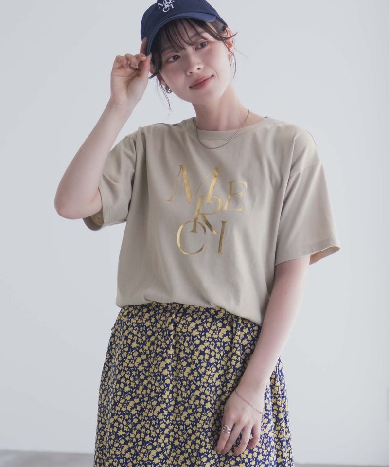 Idnes MERCI箔プリントTシャツ レディース メール便 対応商品商品画像-9