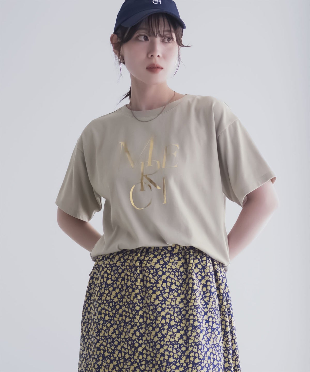 Idnes MERCI箔プリントTシャツ レディース ネコポス 対応商品