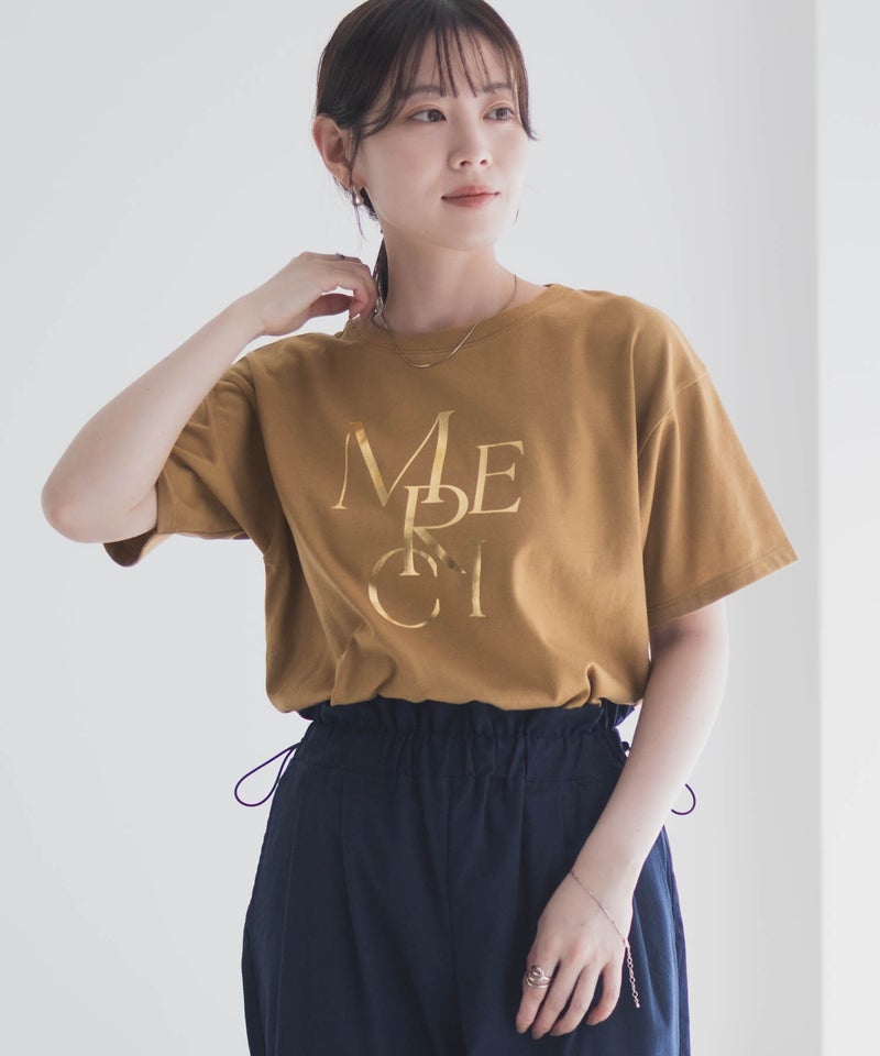 Idnes MERCI箔プリントTシャツ レディース メール便 対応商品商品画像-13