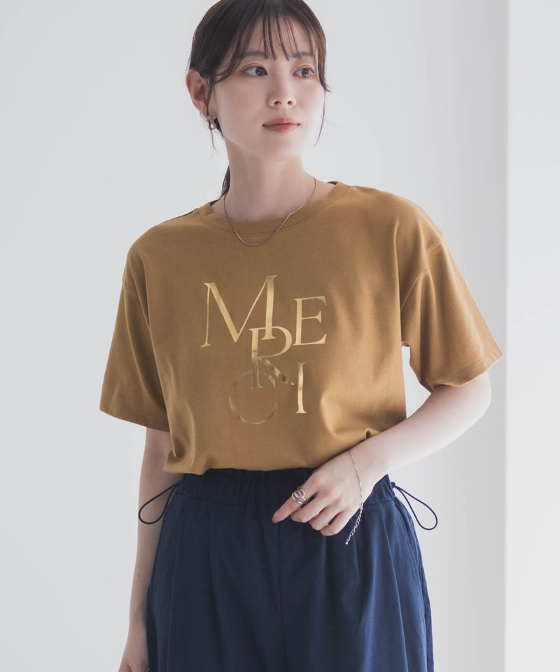 Idnes MERCI箔プリントTシャツ レディース メール便 対応商品商品画像-14