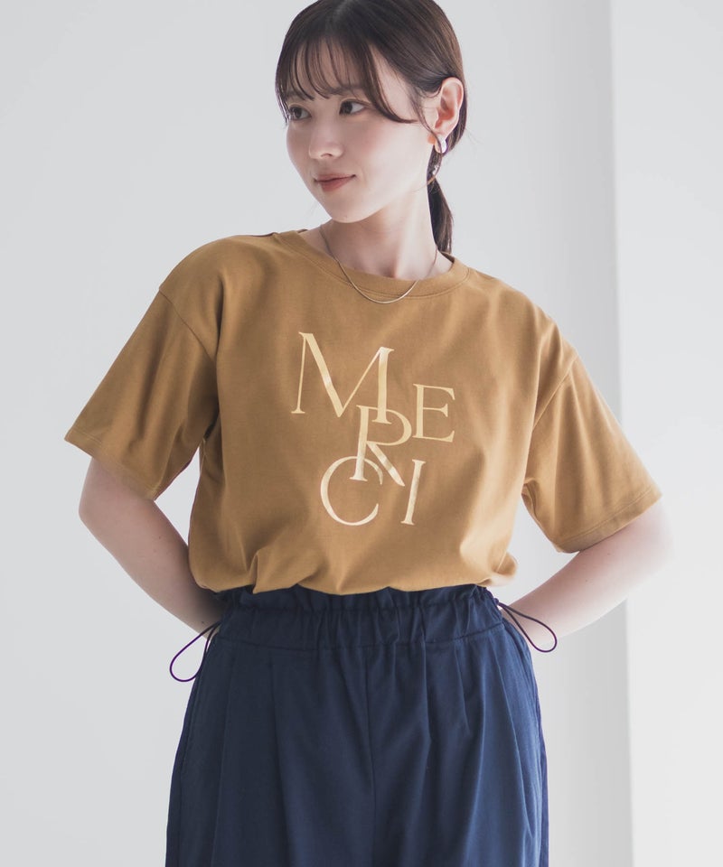 Idnes MERCI箔プリントTシャツ レディース メール便 対応商品商品画像-15