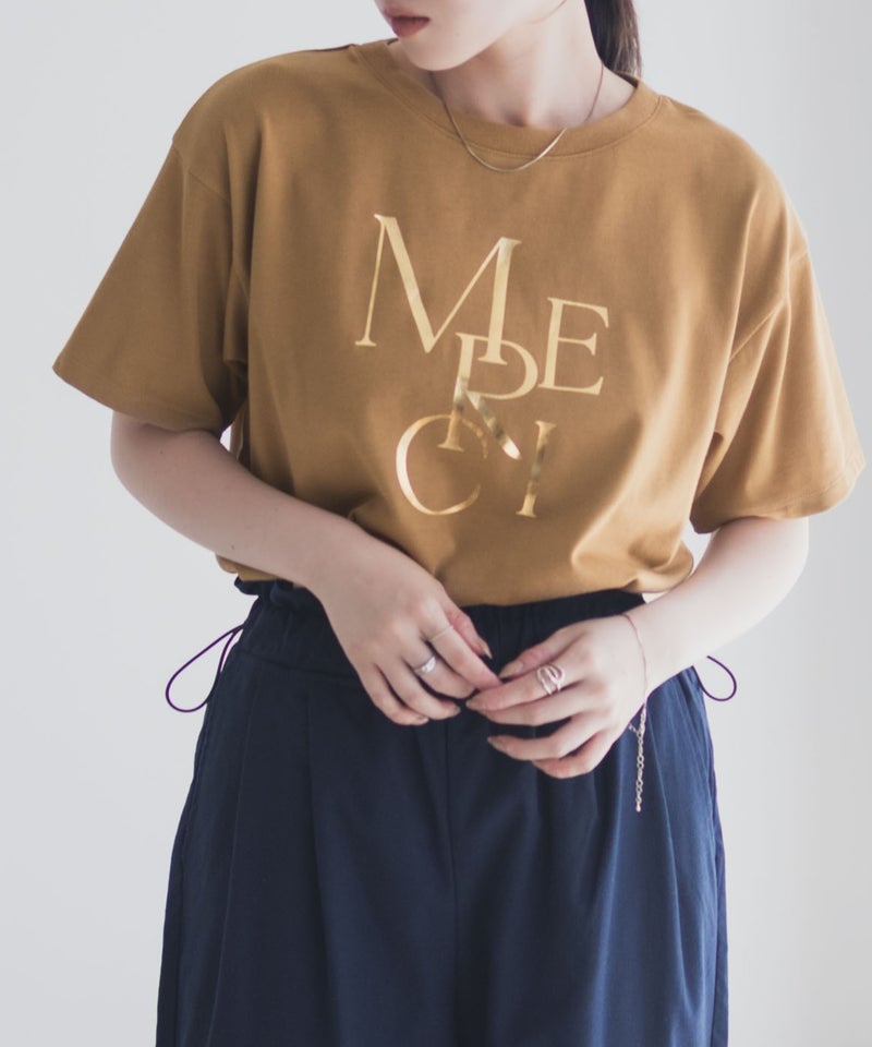 Idnes MERCI箔プリントTシャツ レディース メール便 対応商品商品画像-16