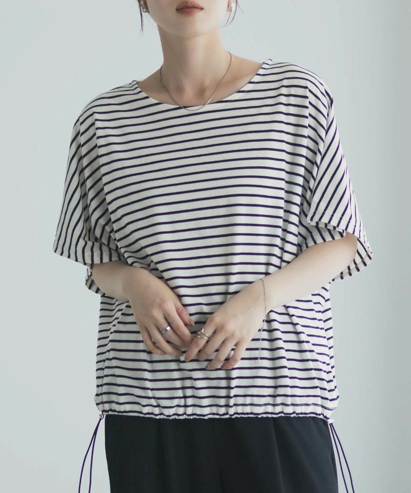 Idnes 裾ドロストボーダーカットソー レディース メール便 対応商品商品画像-1