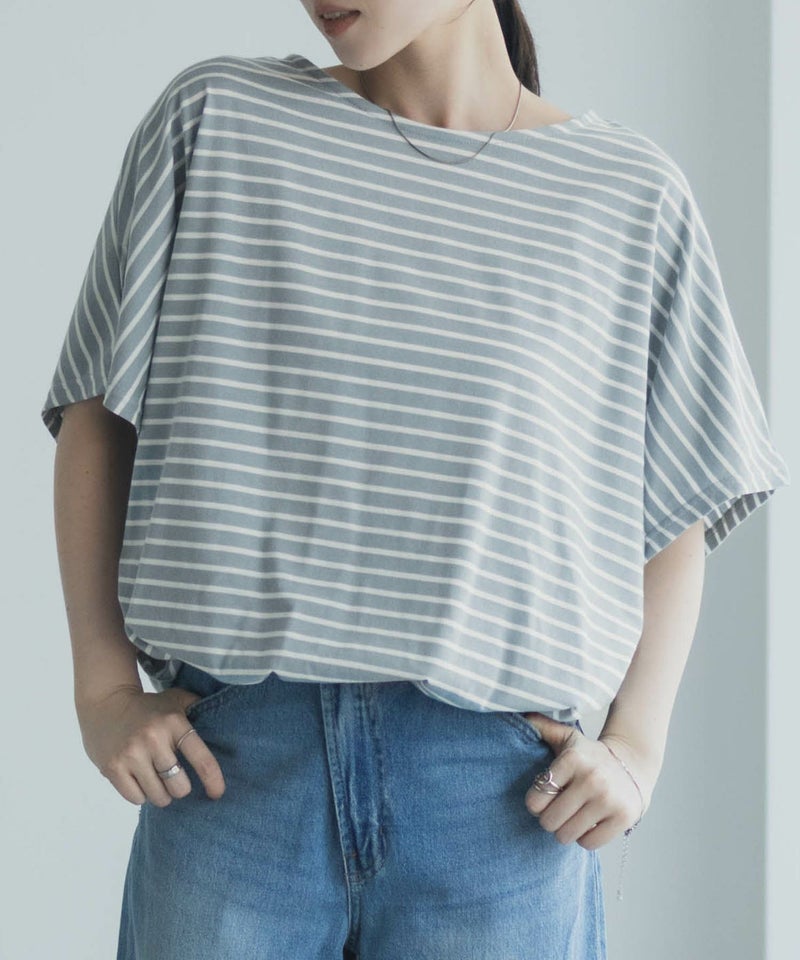 Idnes 裾ドロストボーダーカットソー レディース メール便 対応商品商品画像-2