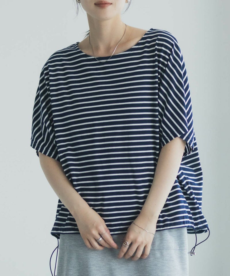 Idnes 裾ドロストボーダーカットソー レディース メール便 対応商品商品画像-3