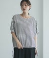 Idnes 裾ドロストボーダーカットソー レディース メール便 対応商品商品サムネイル-4