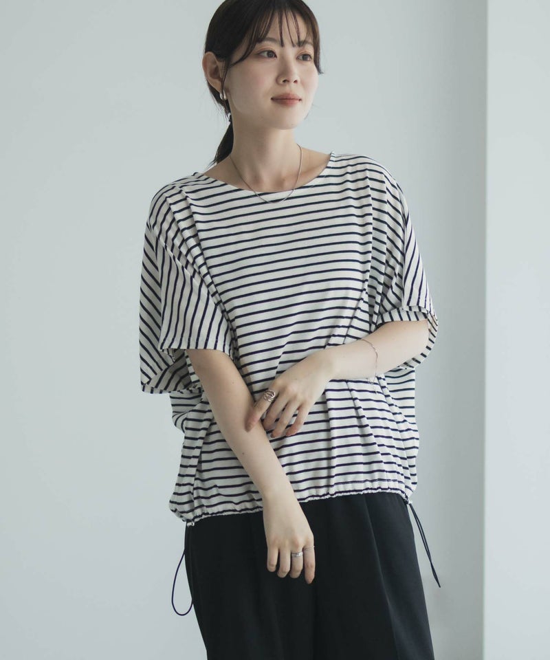 Idnes 裾ドロストボーダーカットソー レディース メール便 対応商品商品画像-5