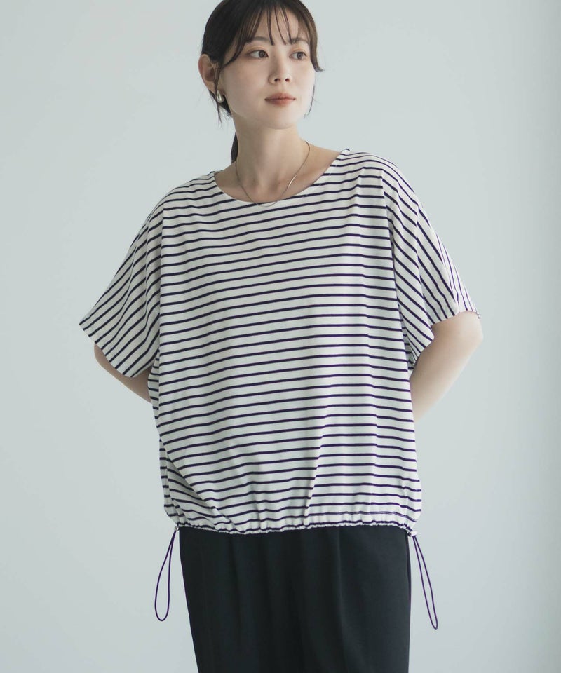Idnes 裾ドロストボーダーカットソー レディース メール便 対応商品商品画像-6