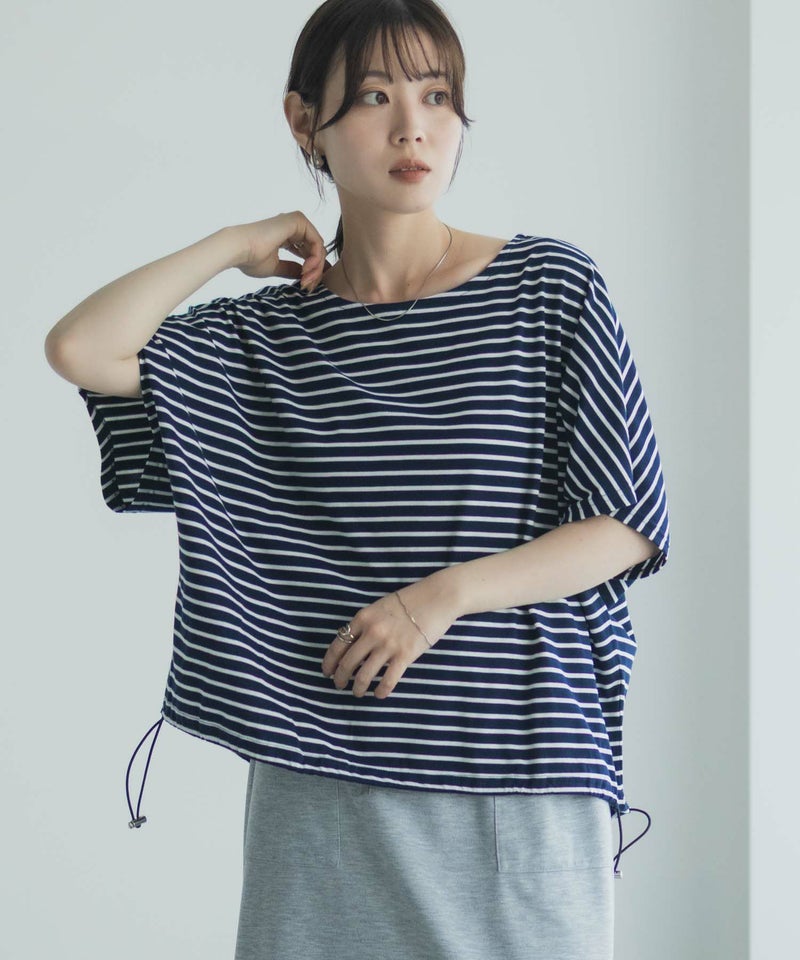 Idnes 裾ドロストボーダーカットソー レディース メール便 対応商品商品画像-16