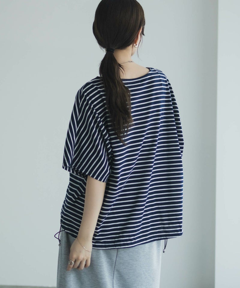 Idnes 裾ドロストボーダーカットソー レディース メール便 対応商品商品画像-17