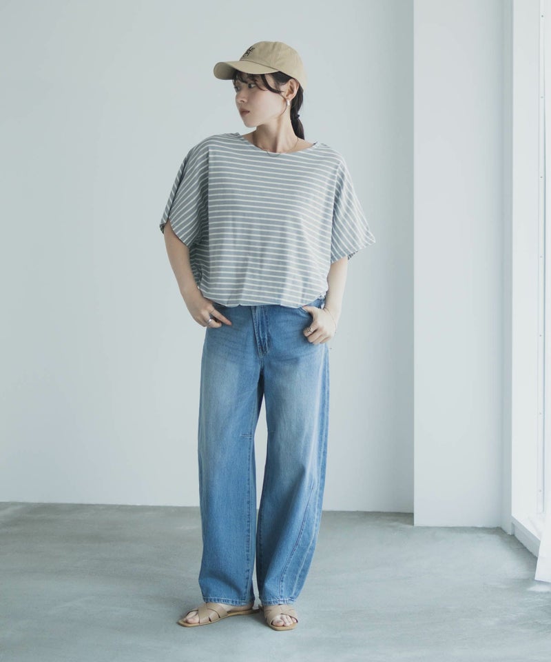 Idnes 裾ドロストボーダーカットソー レディース メール便 対応商品商品画像-32