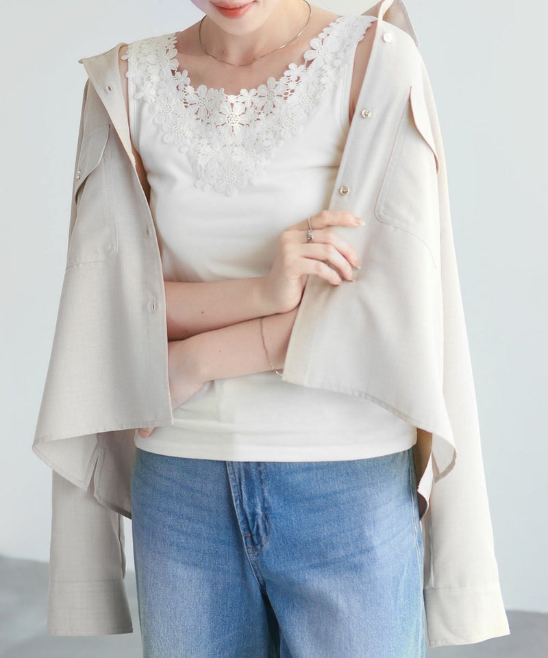 Idnes モチーフレースタンクトップA柄 レディース メール便 対応商品商品画像-1