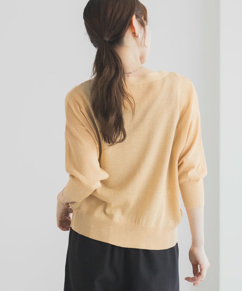 [期間限定knit]Idnes ラメVネックカーディガン レディース商品画像-9