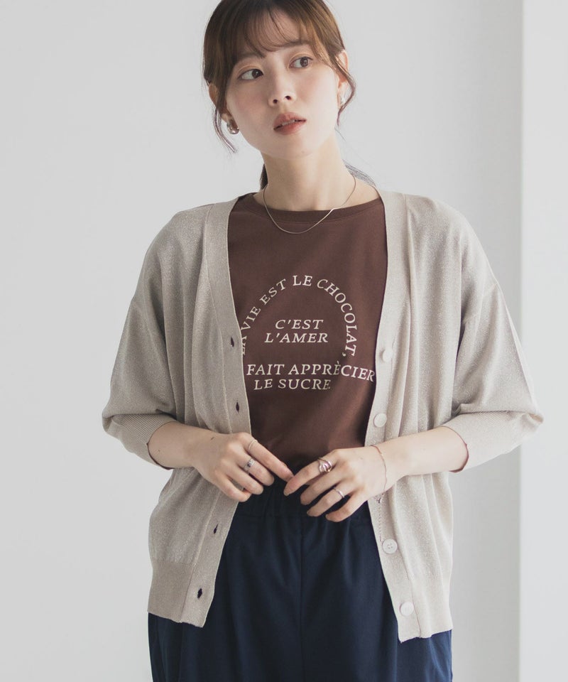 [期間限定knit]Idnes ラメVネックカーディガン レディース商品画像-11