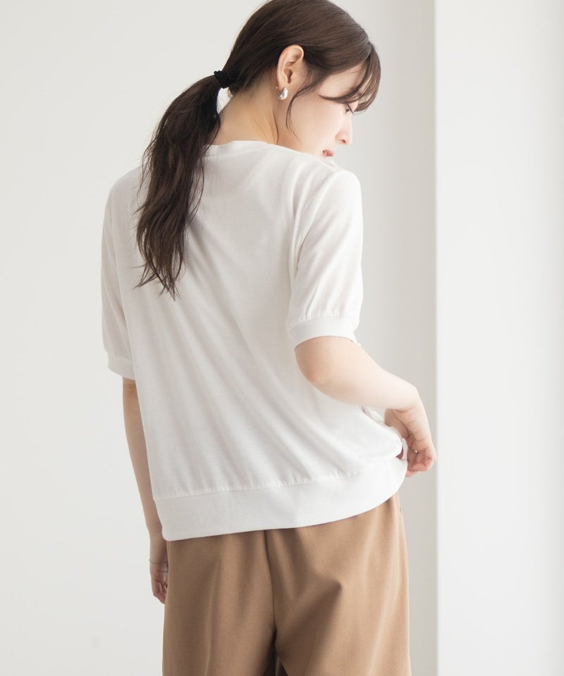 [期間限定knit]Idnes フラワーチュールハーフスリーブカーディガン レディース商品画像-10