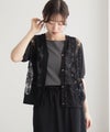 [期間限定knit]Idnes フラワーチュールハーフスリーブカーディガン レディース商品サムネイル-14