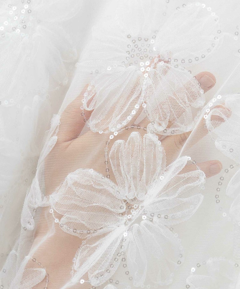 [期間限定knit]Idnes フラワーチュールハーフスリーブカーディガン レディース商品画像-25