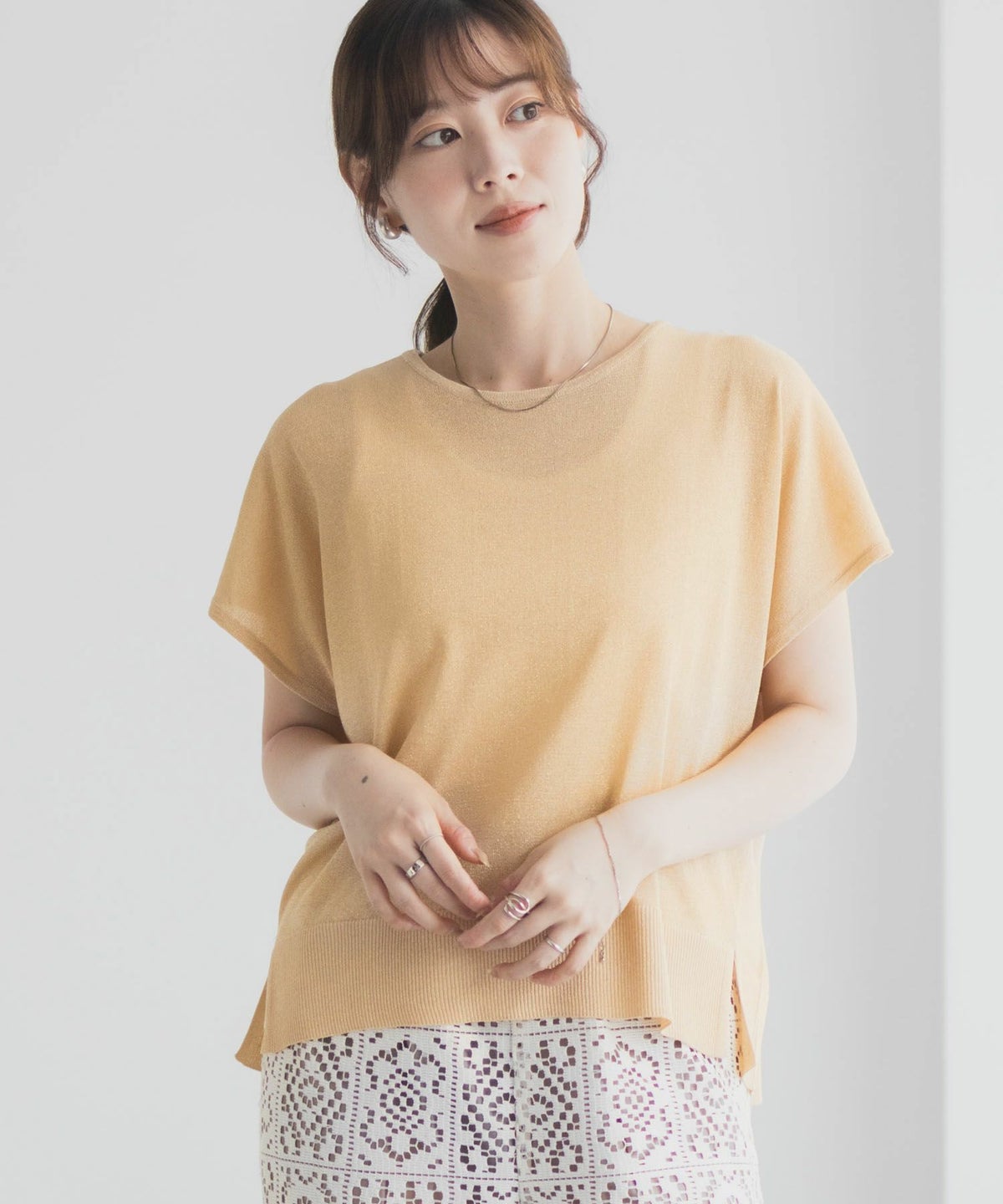 Idnes ラメフレンチプルオーバー レディース