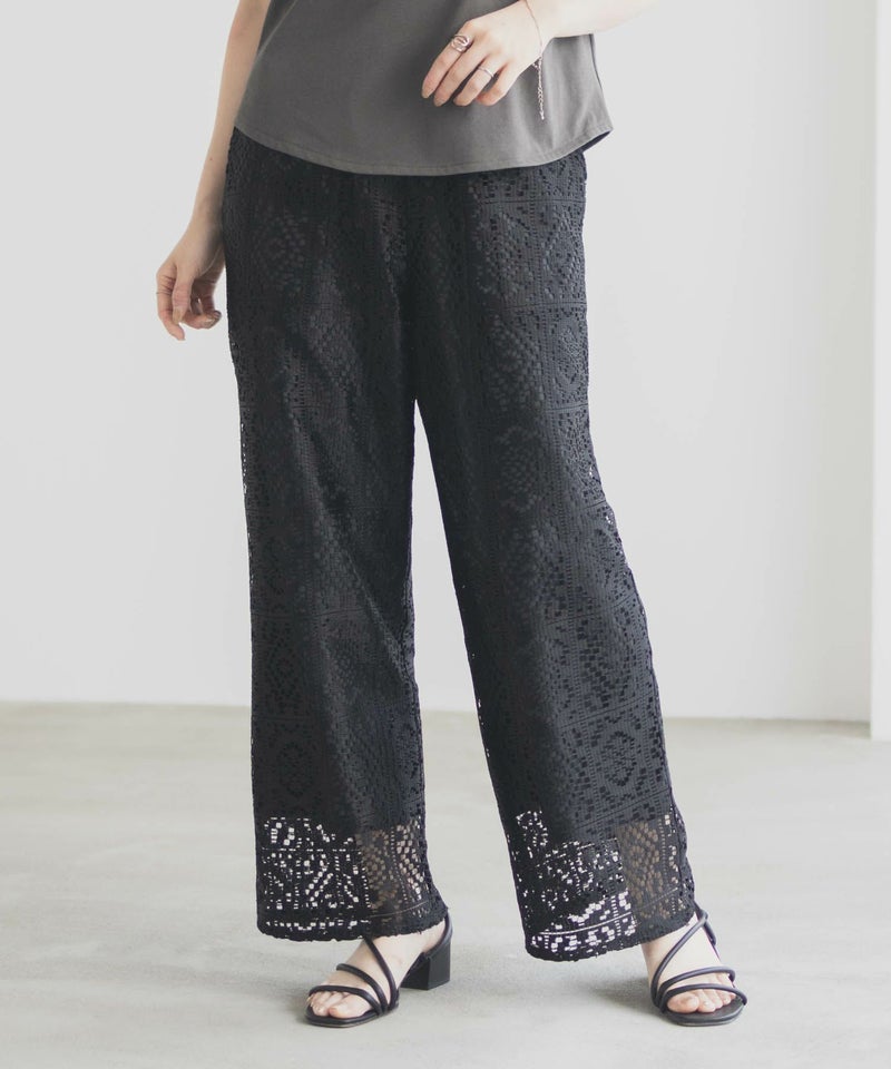 Idnes クロシェライクレースイージーパンツ レディース商品画像-3