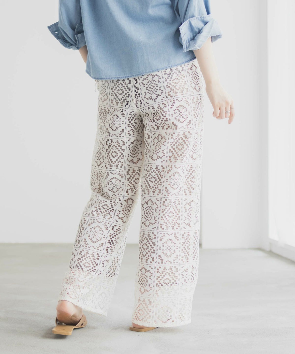 Idnes クロシェライクレースイージーパンツ レディース