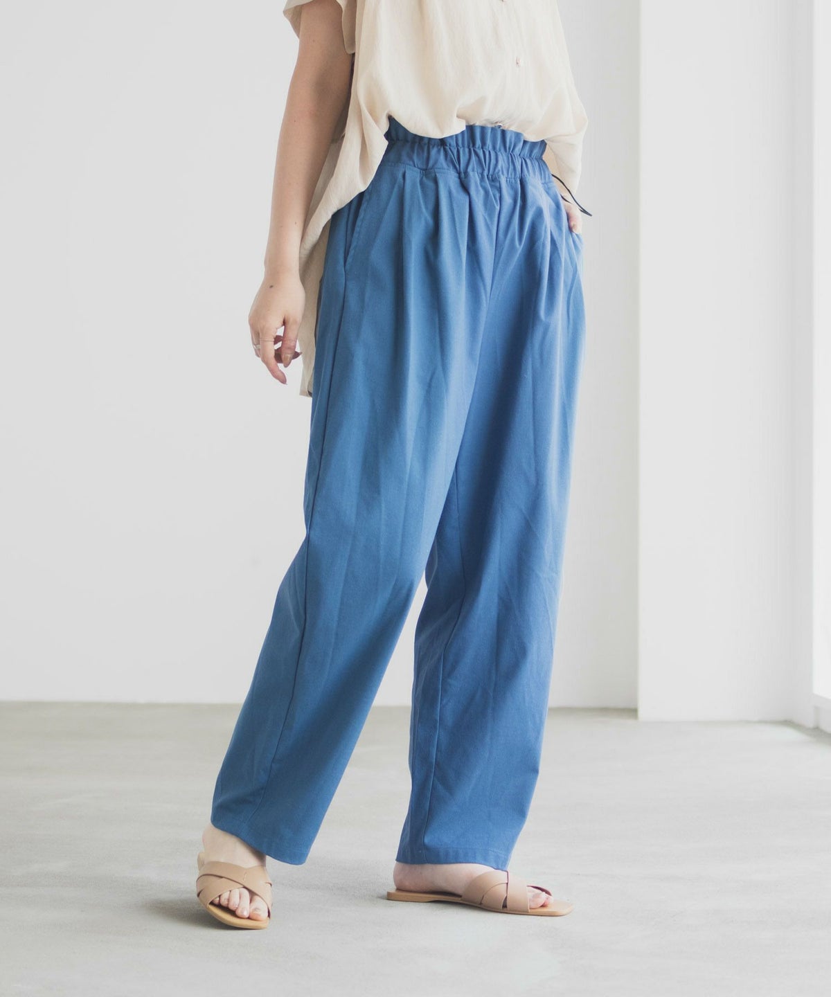 Idnes リネンライクドロストテーパードパンツ レディース