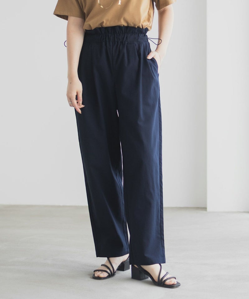 Idnes リネンライクドロストテーパードパンツ レディース商品画像-3