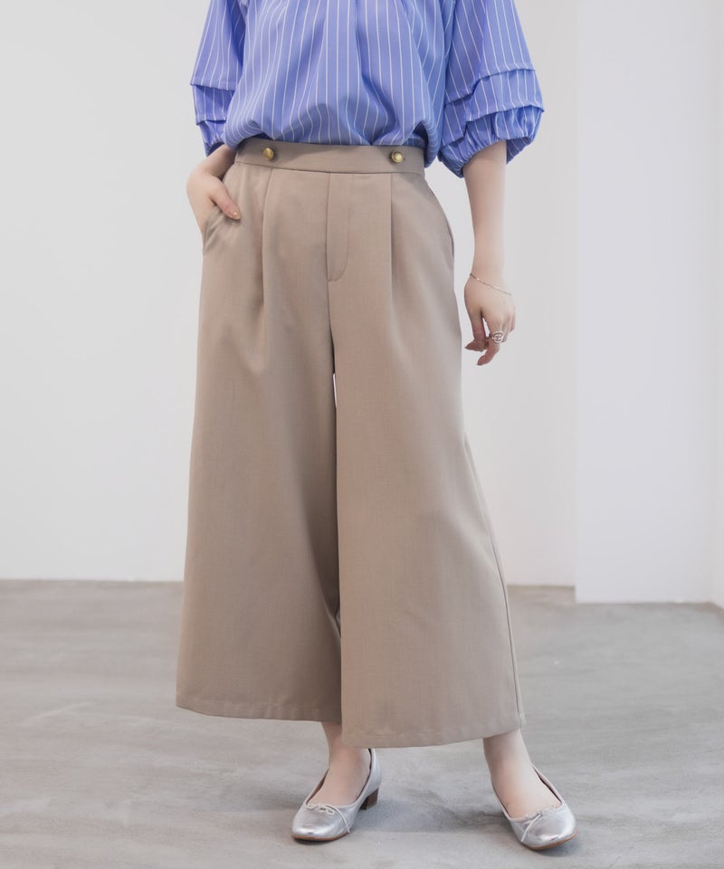 Idnes 釦付きワイドクロップドパンツ レディース商品画像-2