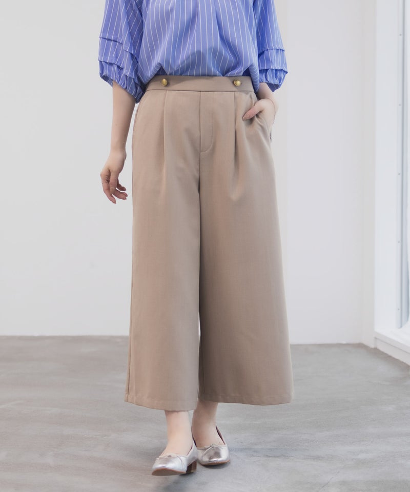 Idnes 釦付きワイドクロップドパンツ レディース商品画像-5