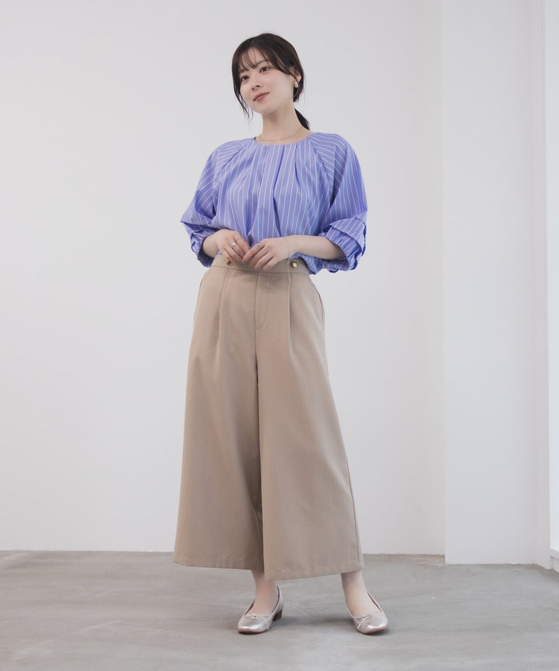 Idnes 釦付きワイドクロップドパンツ レディース商品画像-10