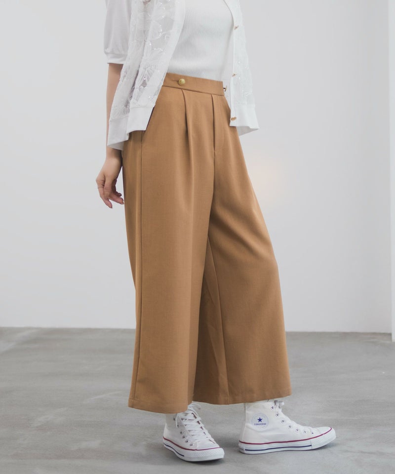 Idnes 釦付きワイドクロップドパンツ レディース商品画像-16