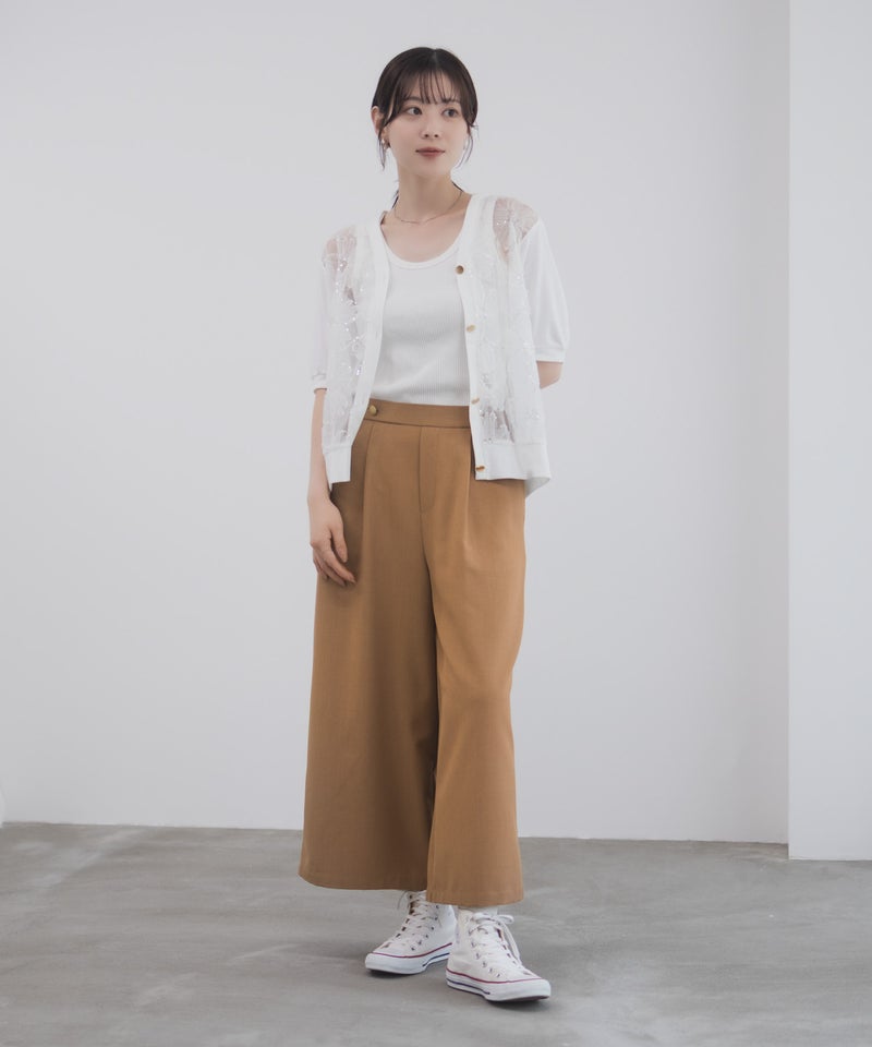 Idnes 釦付きワイドクロップドパンツ レディース商品画像-18