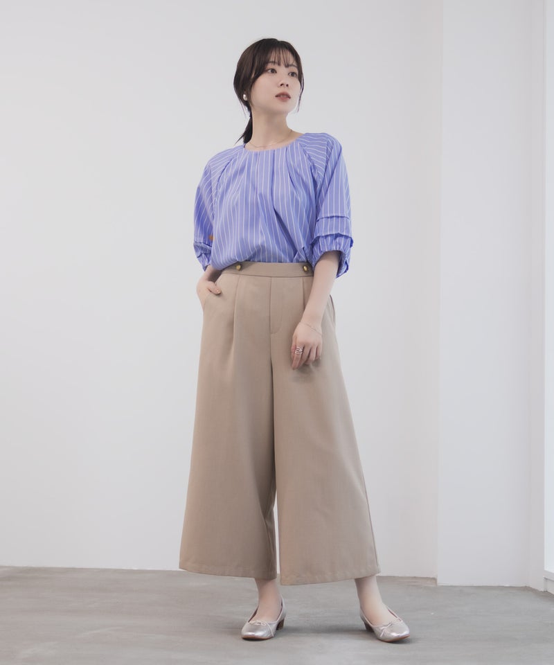 Idnes 釦付きワイドクロップドパンツ レディース商品画像-29