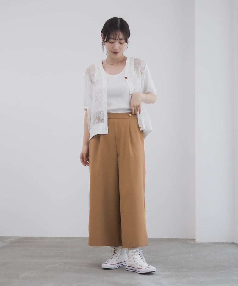 Idnes 釦付きワイドクロップドパンツ レディース商品画像-31