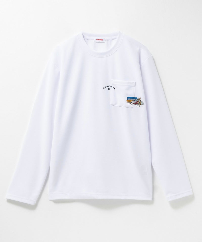 CONVERSE  ポンチ素材 ポケット付き刺繍長袖Tシャツ メンズ商品画像-1