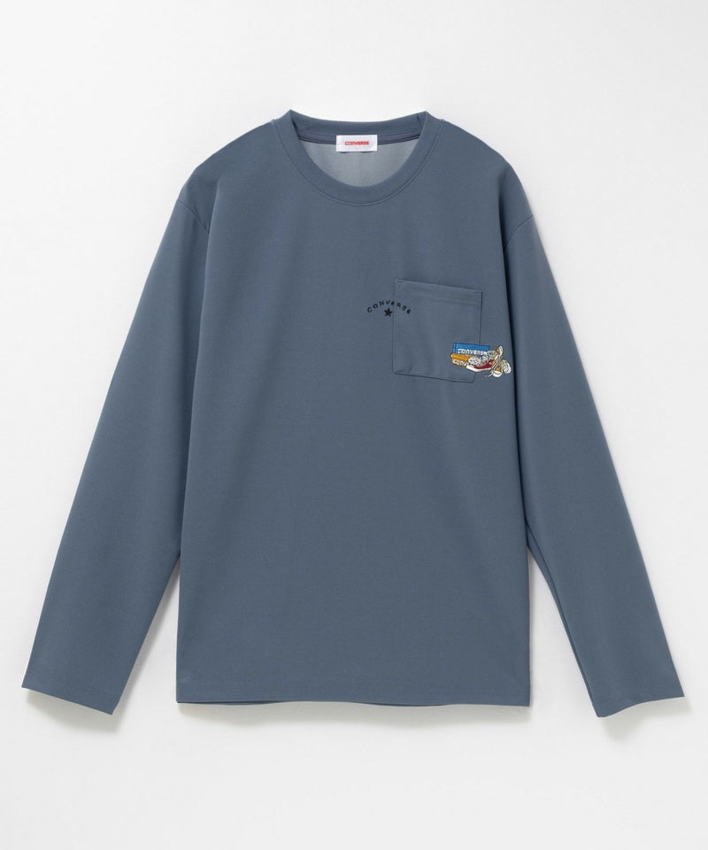 CONVERSE ポンチ素材 ポケット付き刺繍長袖Tシャツ メンズ商品画像-7