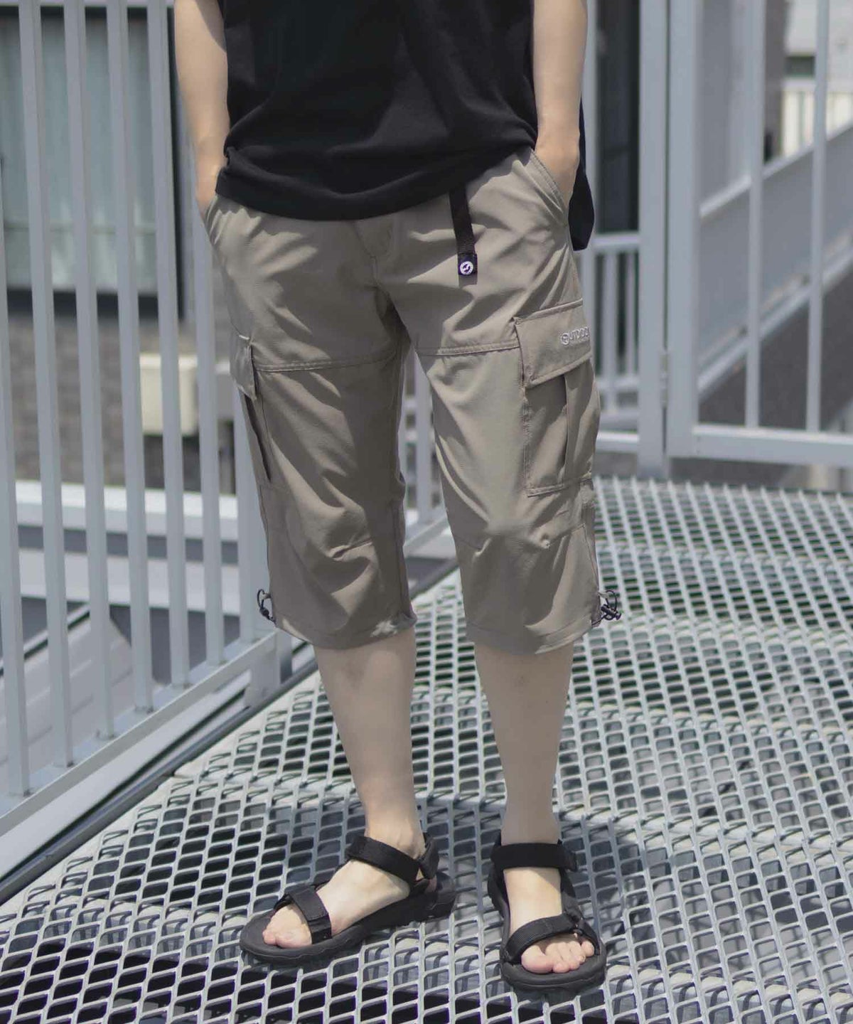 OUTDOOR PRODUCTS ポリリップストレッチカーゴクロップドパンツ メンズ